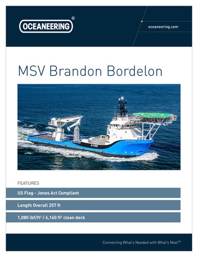 Marketing brochure page presenting MSV Brandon Bordelon's image and key features.