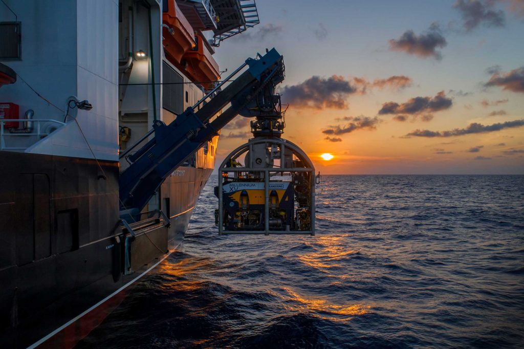 The Millennium XV boomed from the side of the Ocean Evolution