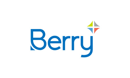 Berry logo with blue text and multicolor four point symbol against light background