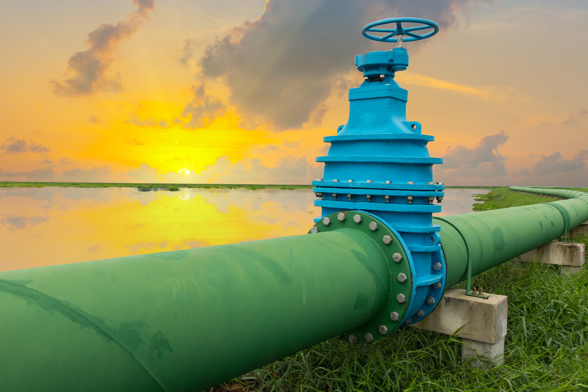 Pipeline distribution on twilight background