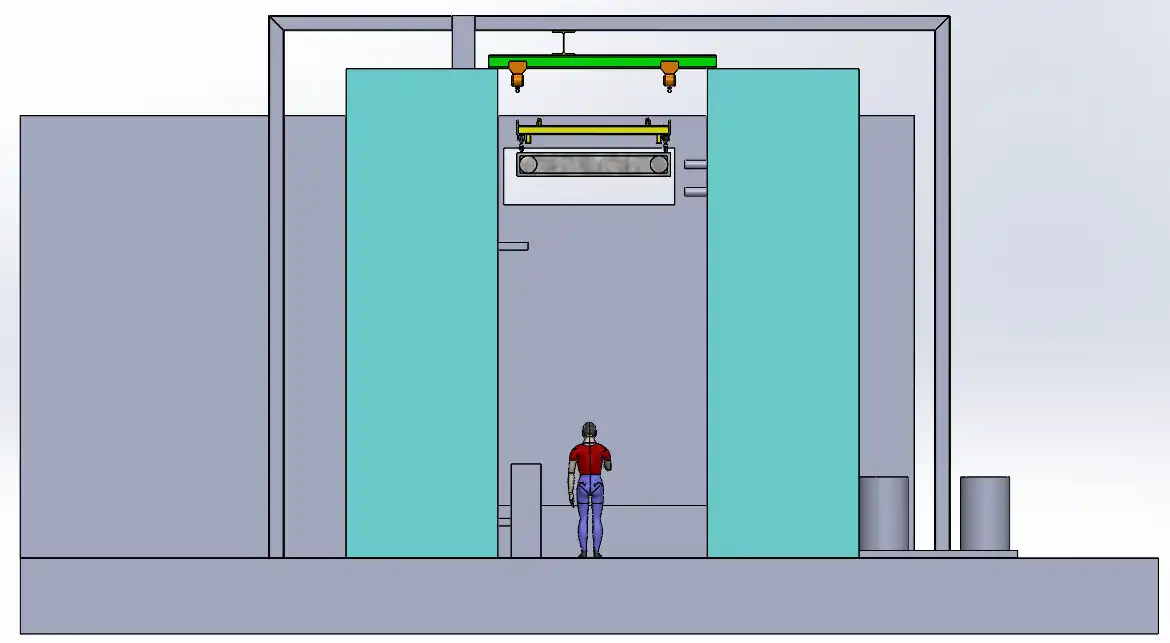 Lifting equipment render Render of lifting equipment with person included to show scale