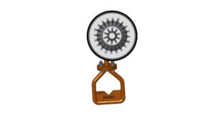 Bottom view of a round multipurpose cleaning tool showing brush elements arranged around the base.