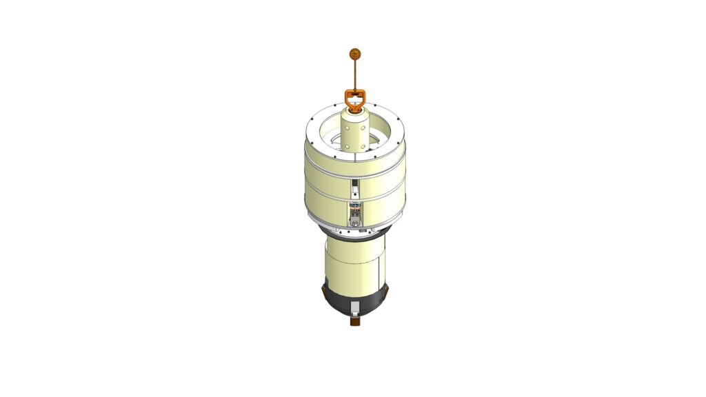 Isometric view of the BOP Inspection and Cleaning Tool showing full body and top lifting eye