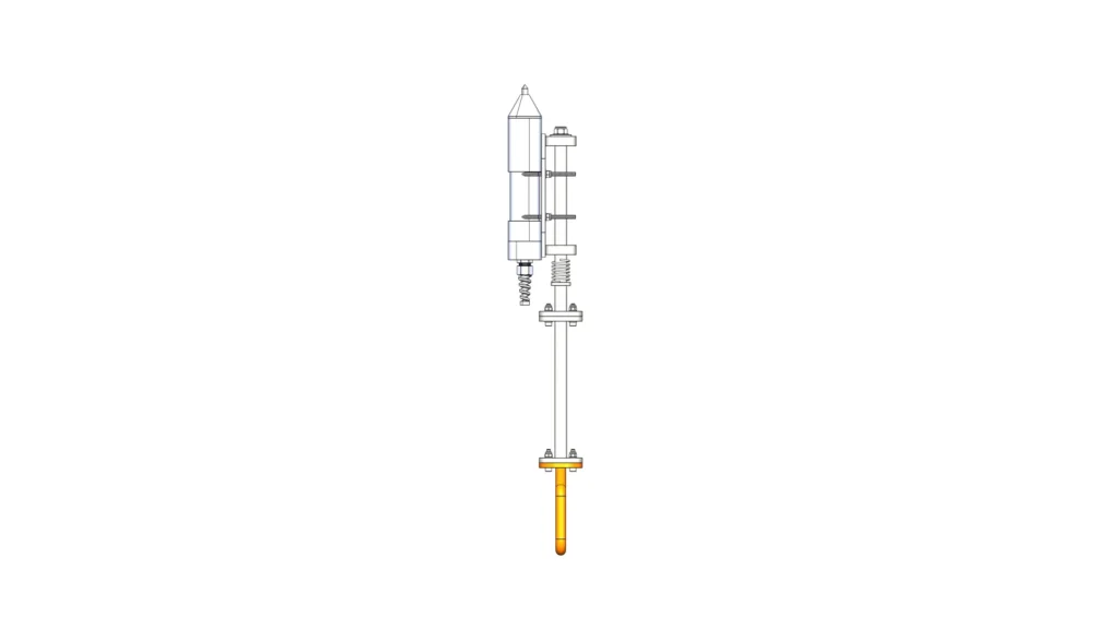 Top view of the Cathodic Protection Probe showing the probe shaft alignment and mounting arrangement.