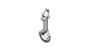 Isometric view of a Crosby L562A ROV eye shank hook showing the forged body and safety latch.