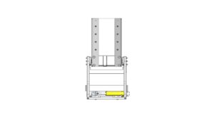 Top view of the flying lead orientation tool showing the parallel guide rails.