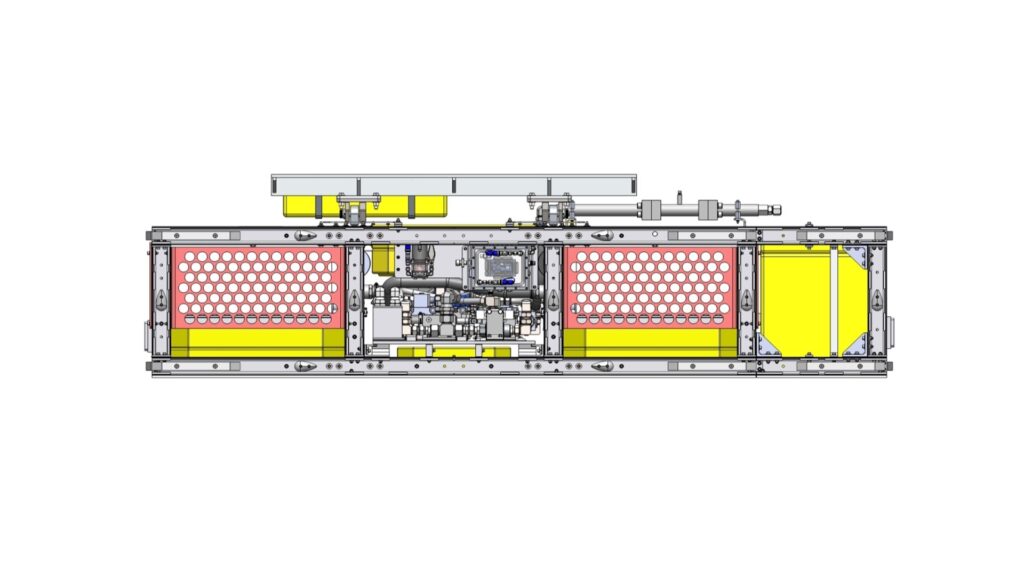 Right side view of the HiLo BOP intervention skid with panel and internal equipment exposed.
