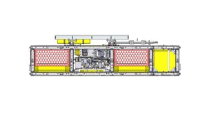 Right side view of the HiLo BOP intervention skid with panel and internal equipment exposed.