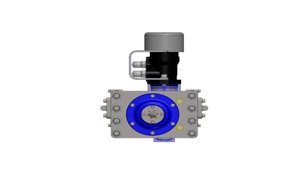 Bottom view of the Subsea Jackhammer highlighting the base plate and impact assembly