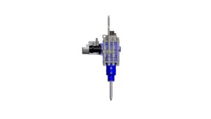 Front view of the Subsea Jackhammer showing chisel, springs, and upper frame