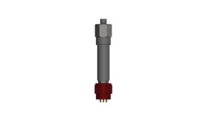 Bottom view of the pressure transducer showing the threaded pressure port and sensing end.