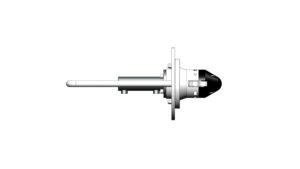 Side view of ROV docking frame single probe configuration shown with round flange and handle structure