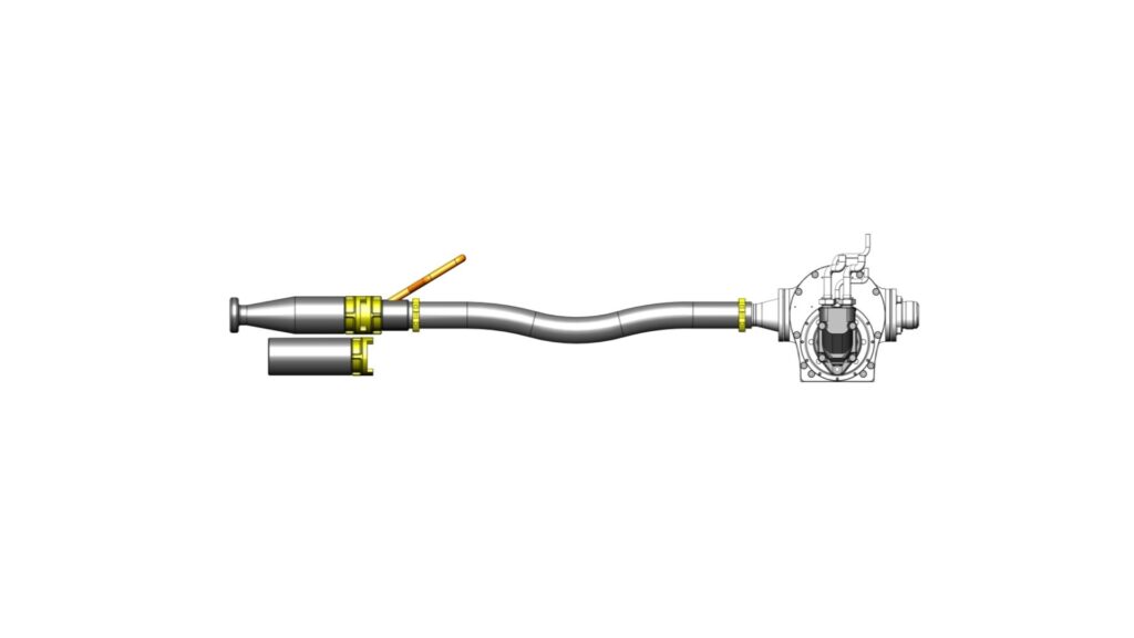 Front view of the Suction and Jetting Kit showing the full tool length, curved hose section, nozzle end, and pump unit.