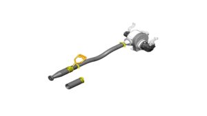 Isometric view of suction and jetting kit highlighting the pump unit, hose, lifting handle, and jetting nozzle.