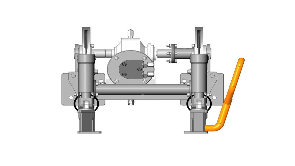 Front view of the ROV Tool Elevator with lift column and guideposts