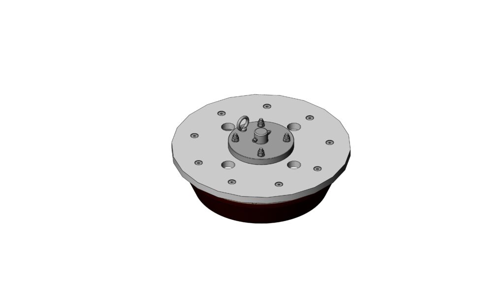 Isometric view of the 13625inch cleaning tool with flat top plate and circular form