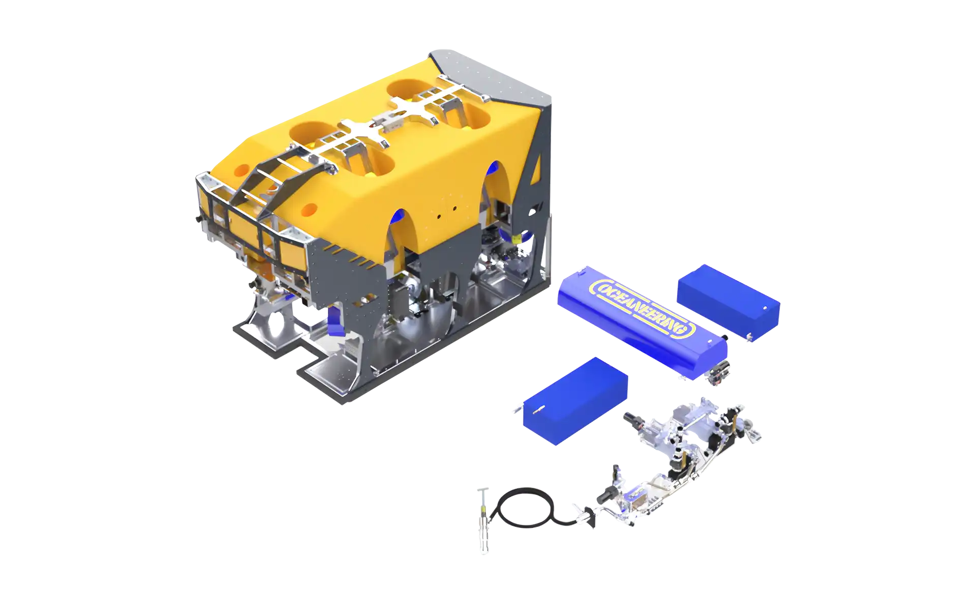Oceaneering ROV with custom pump equipment.