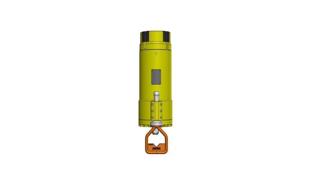 Bottom view of Linear Valve Override Tool (LVOT) showing base housing and lifting handle.