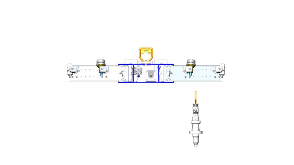 Right-side view of the Subsea Land Out Camera assembly showing camera positioning, structural frame, and mounting features.