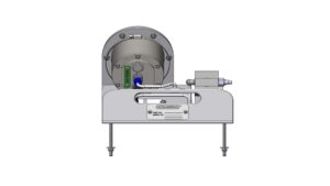 Front view of 10k psi subsea pressure kit showing connection fittings and mounting frame.