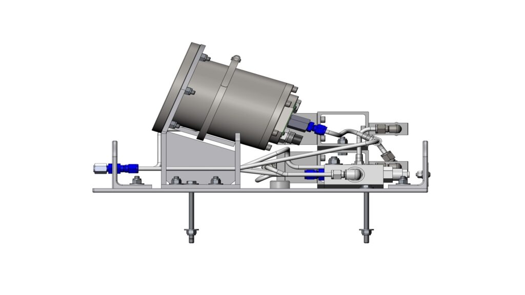 Right side view of 10k psi subsea pressure kit showing pressure gauge assembly and tubing layout.