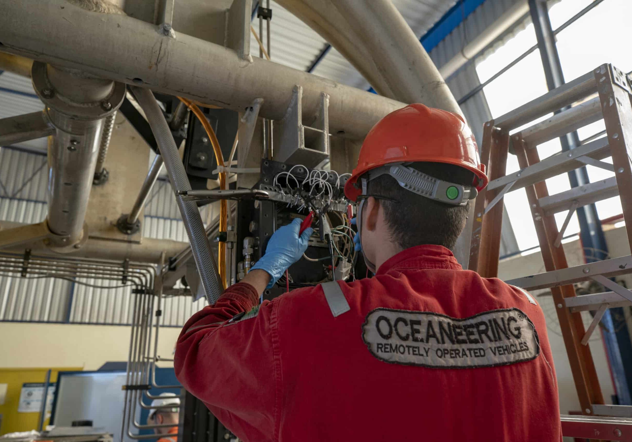 An employee working in the ROV facility in Macaé, Brazil.